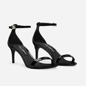 NEW Dolce & Gabbana Logo Detail Keira 60 Patent Heel Sandals - Size 36 / US 6
